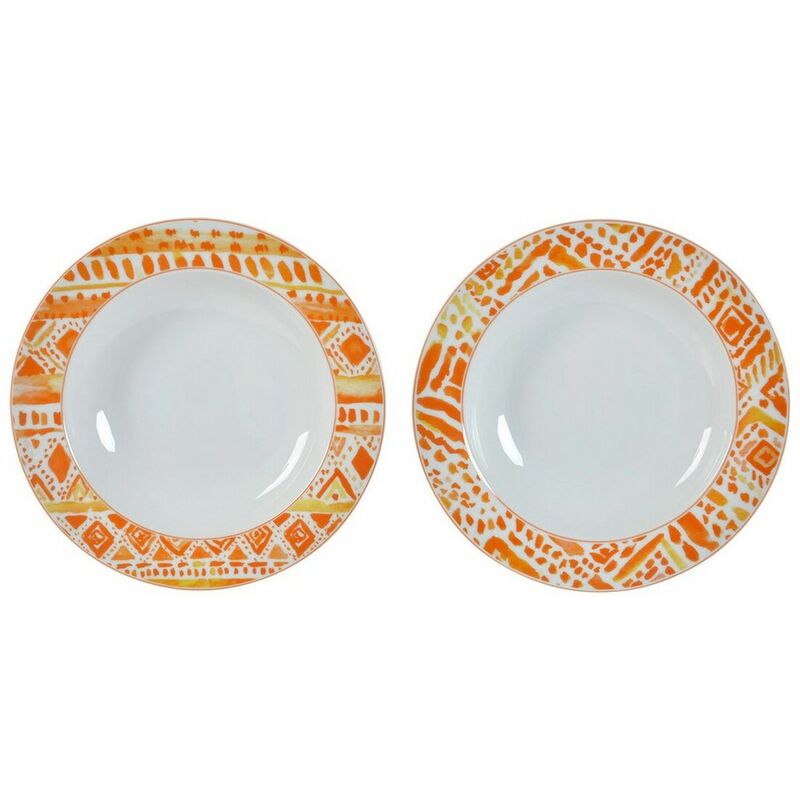 

Plato Hondo Dkd Home Decor Naranja Porcelana (2 Pcs) (21.5 X 3.5 X 3.5 Cm)