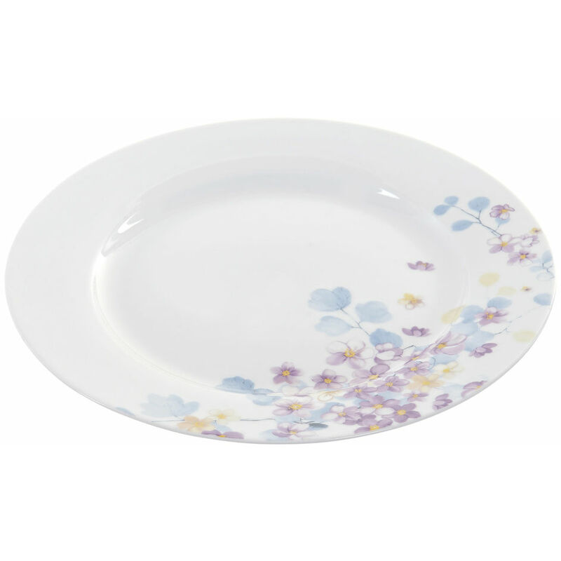 

Plato Llano Azul Porcelana Flores Lila (27 x 27 x 2 cm) - Dkd Home Decor