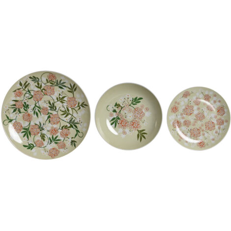 DKD Home Decor Porcelaine Set 18 Pièces Blanc