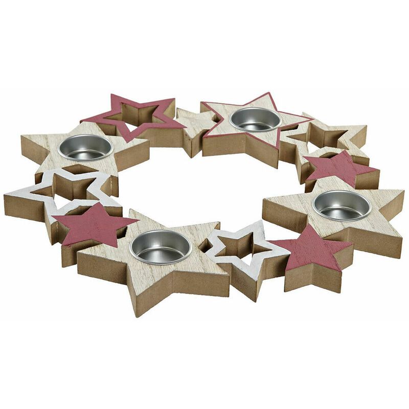 

Portavelas Blanco Rojo Madera (4 Piezas) (32 x 32 x 1.9 cm) - Dkd Home Decor