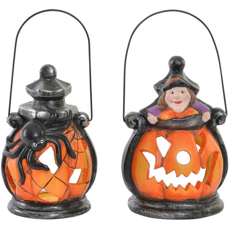 

DKD Home Decor Portavelas DKD Home Decor Halloween Metal loza Calabaza (2 pcs) (9 x 8 x 13.5 cm)