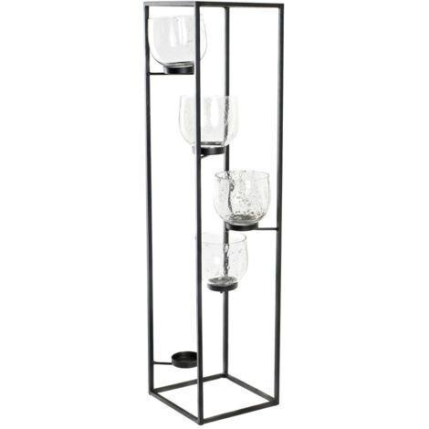 DKD Home Decor Portavelas en cristal noir transparent 76 cm