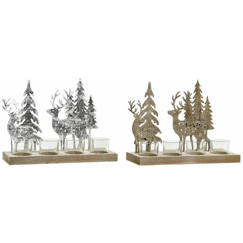 

Portavelas Navideño Dkd Home Decor Madera (2 Pcs) (4 Piezas) (28 X 10 X 21 Cm)