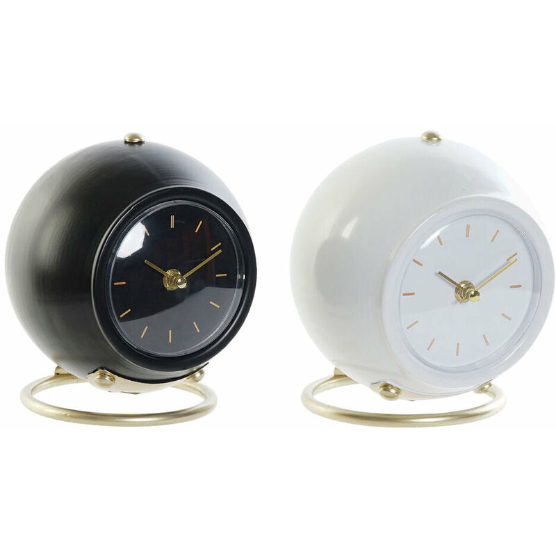 

Reloj de Mesa DKD Home Decor Blanco Negro Hierro (2 pcs) (16 x 13 x 18 cm)