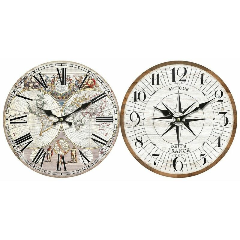 

Reloj de Pared Blanco Madera MDF Mapamundi (34 x 4 x 34 cm) (2 pcs) - Dkd Home Decor