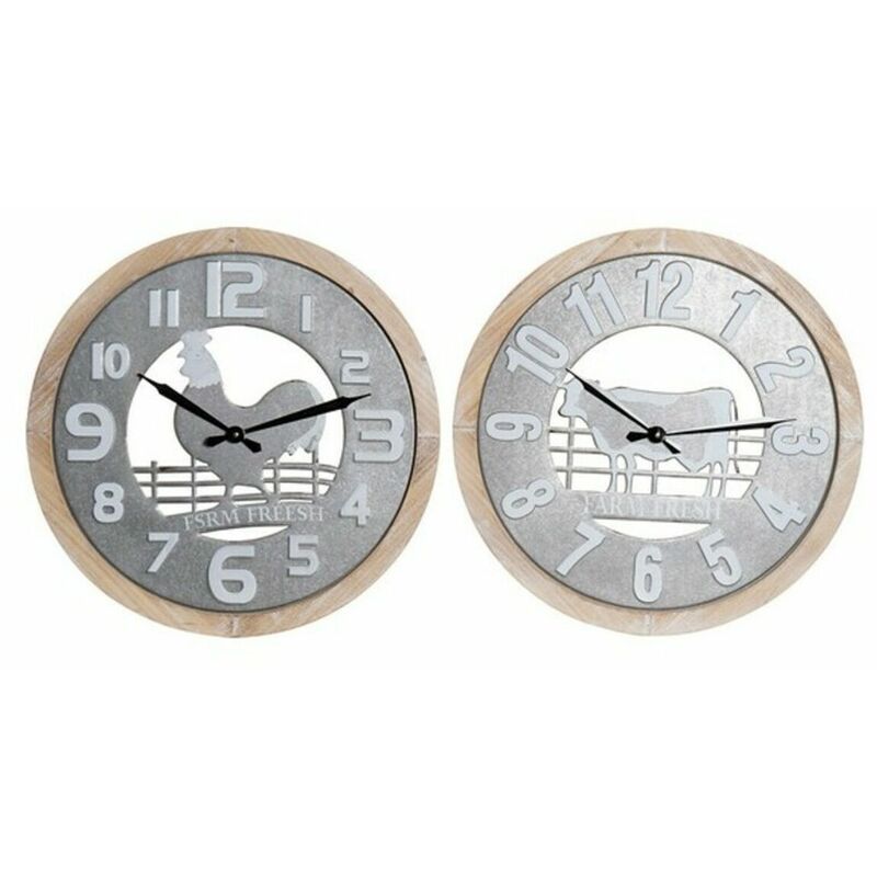 

Reloj de Pared Farm Fresh Metal Madera MDF (2 pcs) (60 x 2 x 60 cm) - Dkd Home Decor