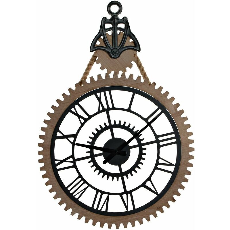 

Reloj de Pared DKD Home Decor industrial Negro Hierro Madera MDF (50 x 7.5 x 72 cm)