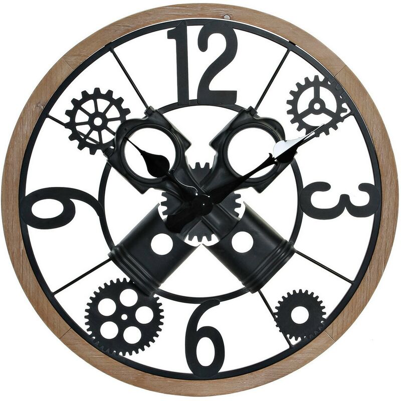 

Reloj de Pared industrial Negro Hierro Madera MDF (60 x 6 x 60 cm) - Dkd Home Decor