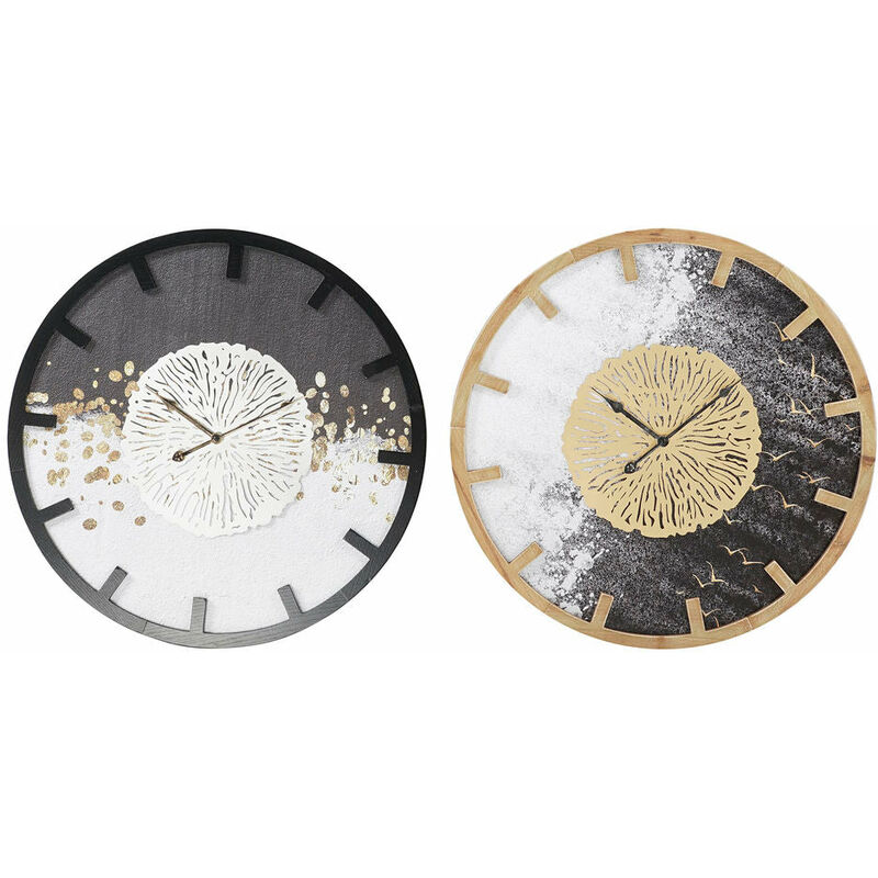 

Reloj de Pared DKD Home Decor Negro Hierro Dorado Plateado Madera MDF (2 pcs) (60 x 4.5 x 60 cm)