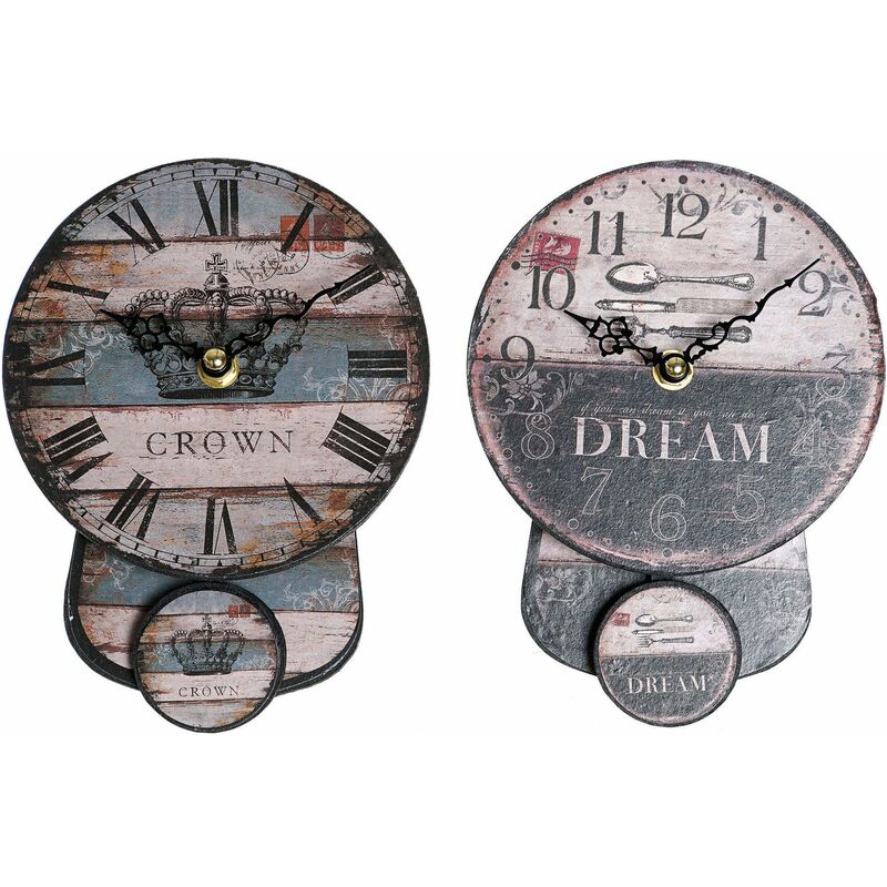 

Reloj de Pared DKD Home Decor Péndulo Negro Beige Hierro Madera MDF (2 pcs) (14 x 5 x 19 cm)