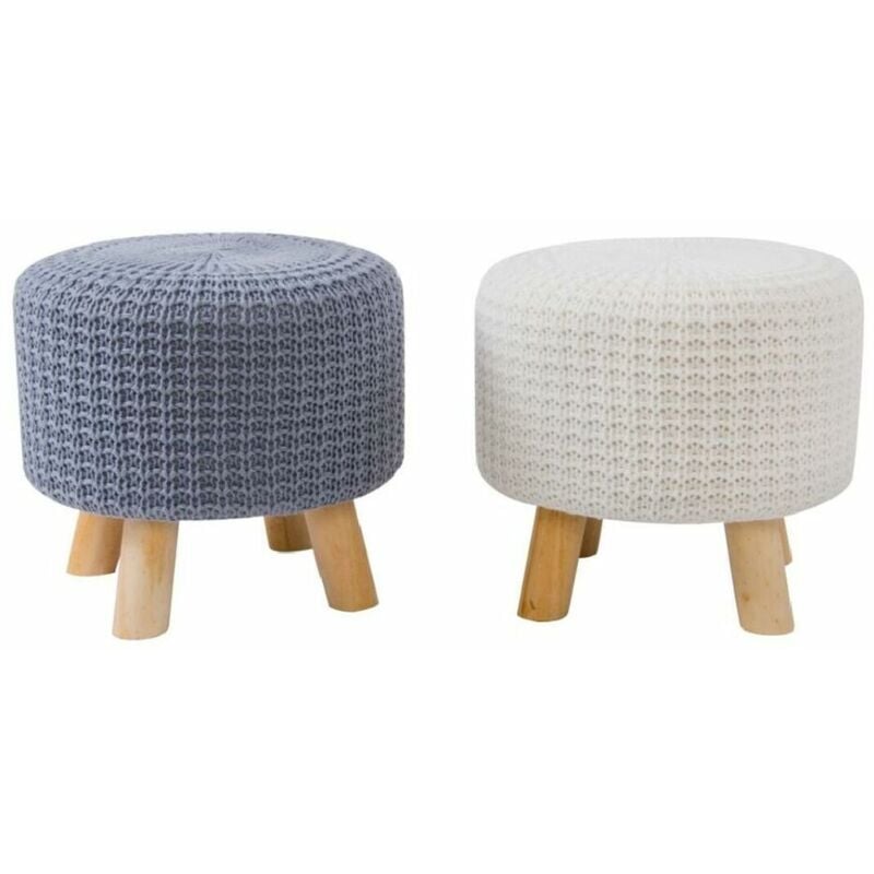 

Reposapiés Gris Poliéster Algodón Blanco Pino (2 pcs) (35 x 35 x 32 cm) - Dkd Home Decor