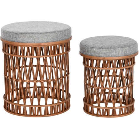 DKD Home Decor Repose pied Bambou Gris Marron 40x40x48 cm