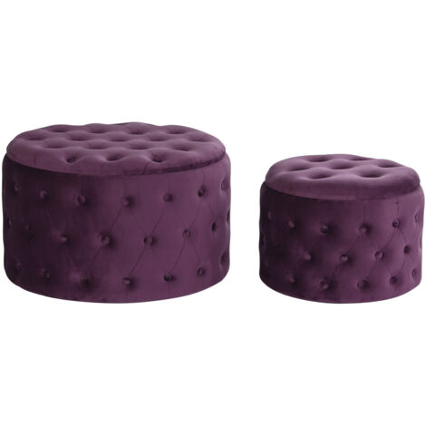 DKD Home Decor Repose pied velours pourpre 70x70x42 cm