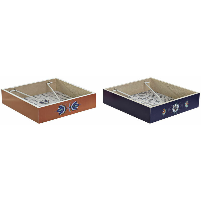 

Servilletero Dkd Home Decor Azulejo Azul Blanco Metal Terracota Madera Mdf (2 P