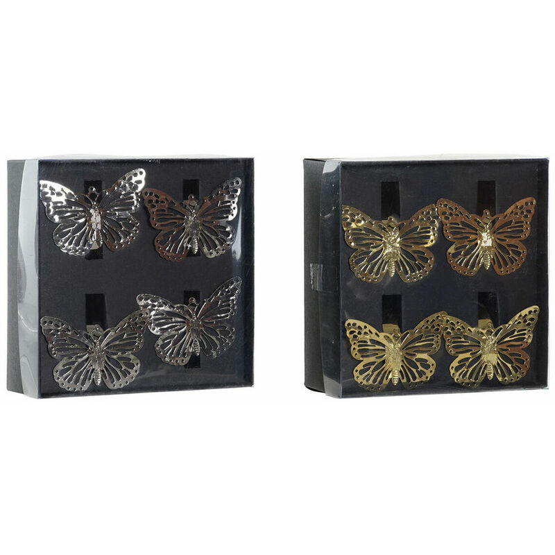 

Servilletero Dkd Home Decor Mariposas Plata Metal Dorado (2 Pcs)