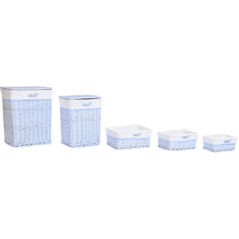 DKD Home Decor Set de 5 paniers à linge bleu enfant