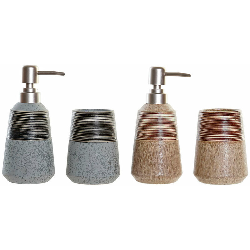 

Set de Baño DKD Home Decor Beige Gris ABS Gres Colonial (2 pcs)