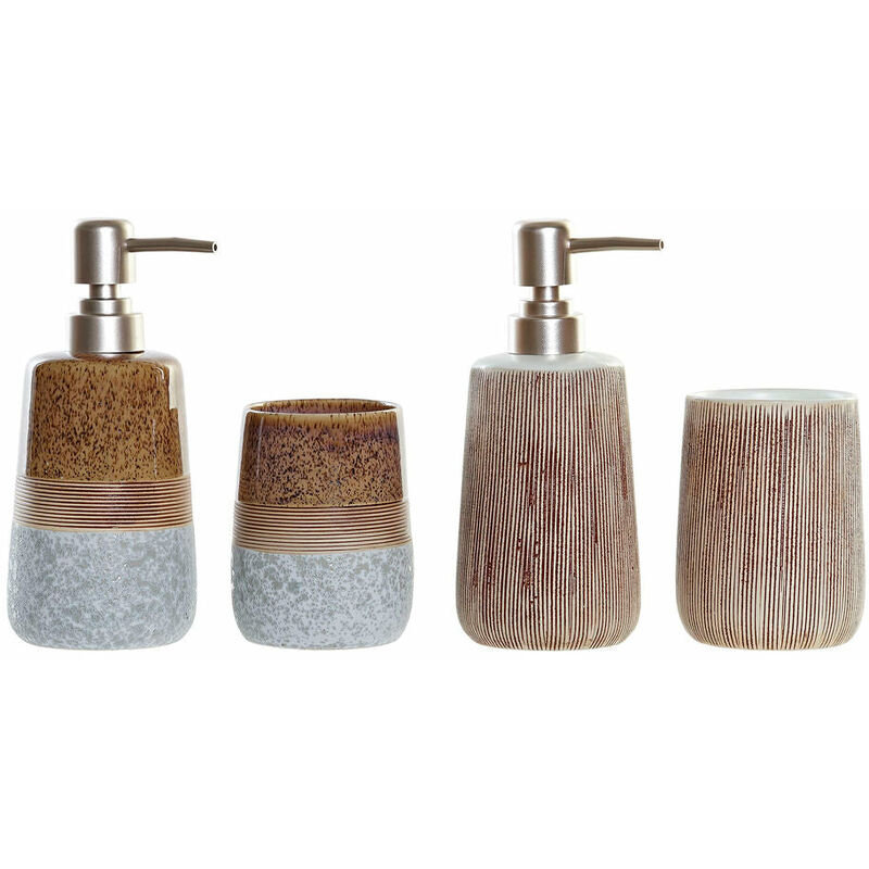 

Set de Baño DKD Home Decor Marrón Gris Gres Boho (2 pcs)