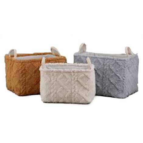 DKD Home Decor Set de basket polyester beige gris moutarde