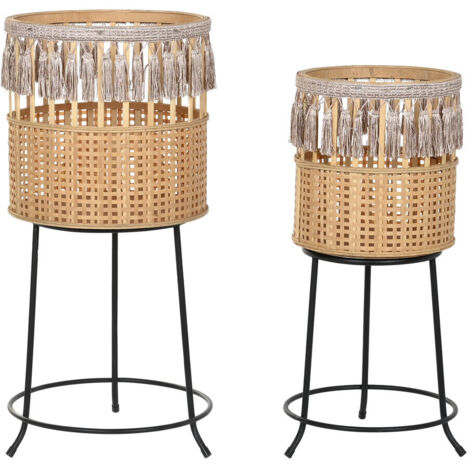 dkd-home-decor Set de Maceteros Marron Noir Naturel