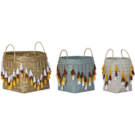 DKD Home Decor Set de paniers bambou multicolore 3 pcs