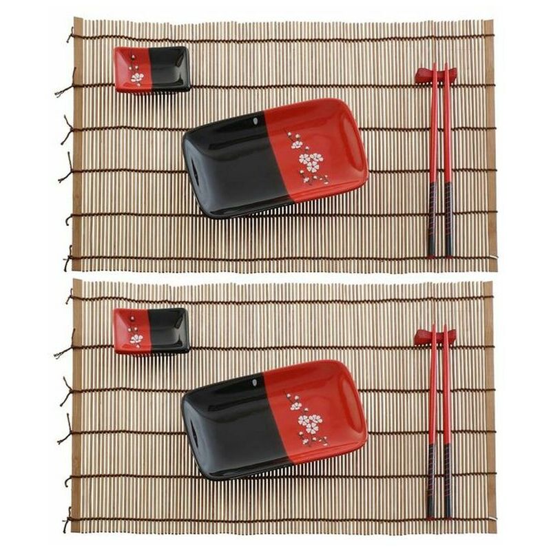 

Set De Sushi Dkd Home Decor Cerámica Bambú (12 Pcs) (31 X 27 X 2,5 Cm)