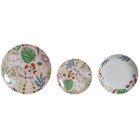 DKD Home Decor Set de Vaisselle Multicolore 18 pièces