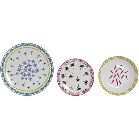 DKD Home Decor Set de Vaisselle Multicolore 18 pièces