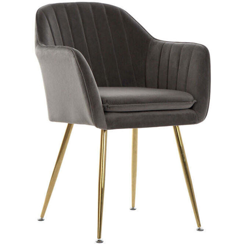 

Silla con Reposabrazos Dorado Metal Poliéster Gris oscuro (56 x 60 x 85 cm) - Dkd Home Decor