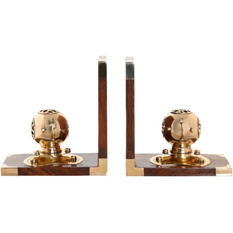 DKD Home Decor Sujetalibros Vintage marron doré