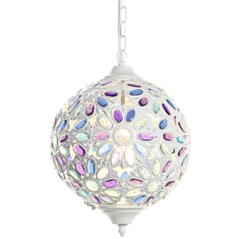 DKD Home Decor Suspension Blanc Multicolore 28x28x44 cm