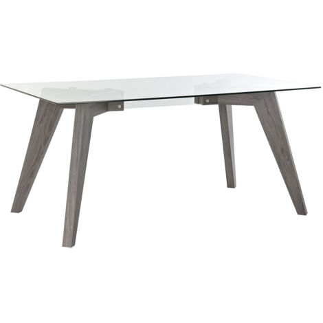 DKD Home Decor Table à manger gris transparent 160x90 cm