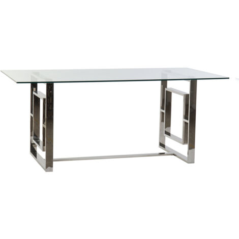 DKD Home Decor Table à manger transparent acier 180x90 cm