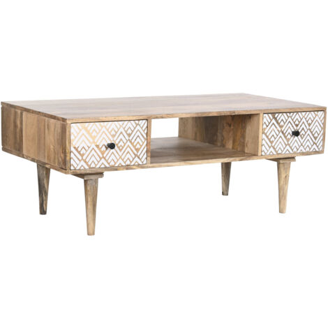 DKD Home Decor Table Basse Blanc Naturel 120x60 cm