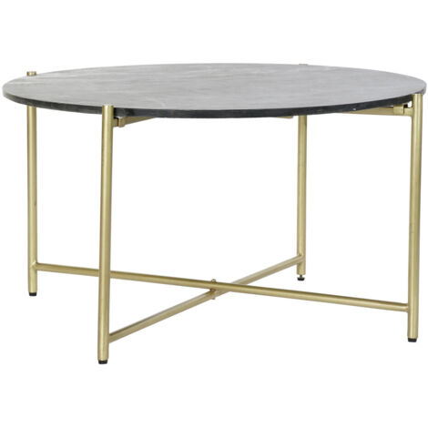 DKD Home Decor Table Basse Marbre Noir Doré 81 x 81 cm