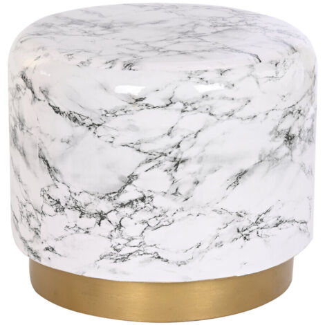 DKD Home Decor Table d appoint Blanc Doré 50x50 cm