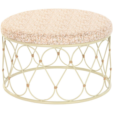 DKD Home Decor Table d appoint Métal Rotin Crème Naturel