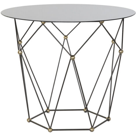 DKD Home Decor Table d appoint Noir Métal Verre 70x70x60