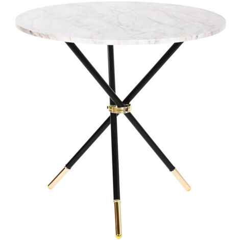 DKD Home Decor Table d'Appoint Blanc Noir Doré 80x80 cm
