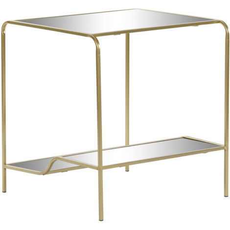 DKD Home Decor Table d'appoint Doré avec Miroir 50x50x55 cm