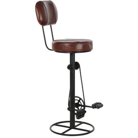 DKD Home Decor Tabouret industriel noir et marron 45x46x118 cm