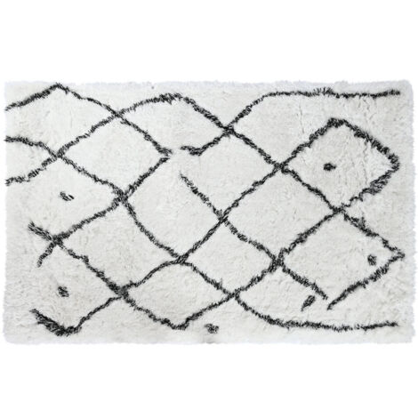 DKD Home Decor Tapis blanc 160x230 cm design losanges