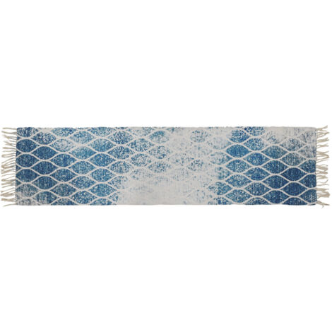 DKD Home Decor Tapis Bleu Coton Chenille 60x240 cm