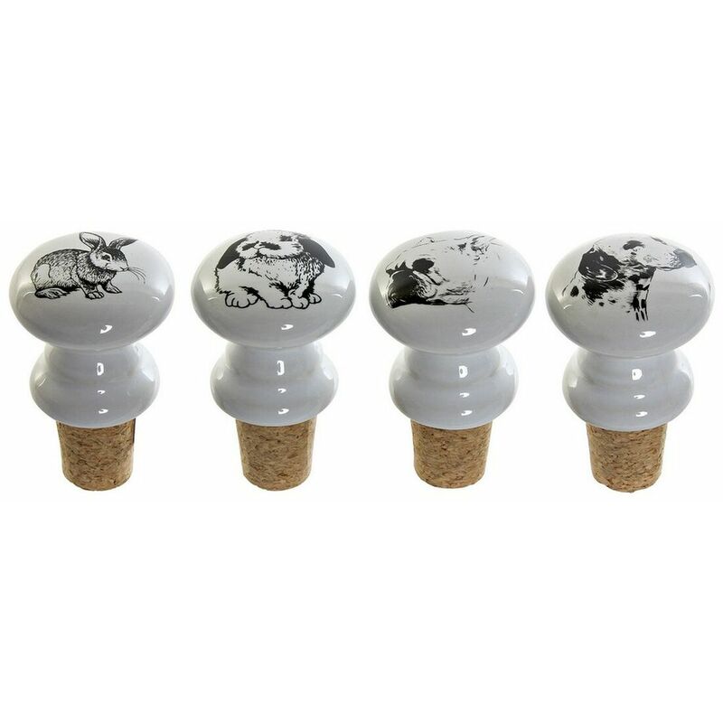 

Tapón Hermético Para Botella Dkd Home Decor Blanco Negro Cerámica (4 Pcs) (4