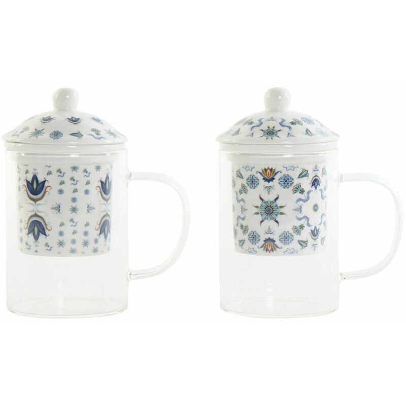 

LTD - Taza Con Filtro Para Infusiones Dkd Home Decor Azul Blanco Cristal Porcelana (3