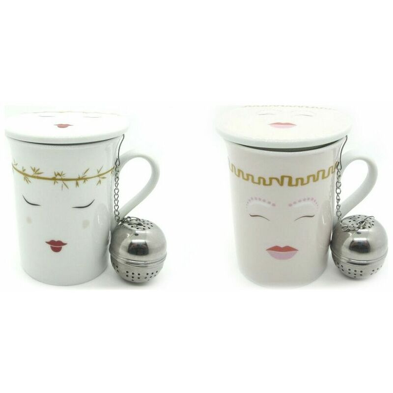 

Taza Con Filtro Para Infusiones Dkd Home Decor Blanco Rosa Acero Inoxidable Por