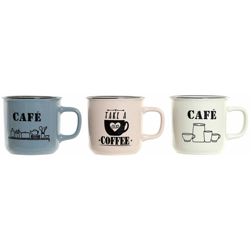 

DKD Home Decor Taza Mug DKD Home Decor Azul Gres Gris Claro Marrón claro (380 ml) (3 pcs)
