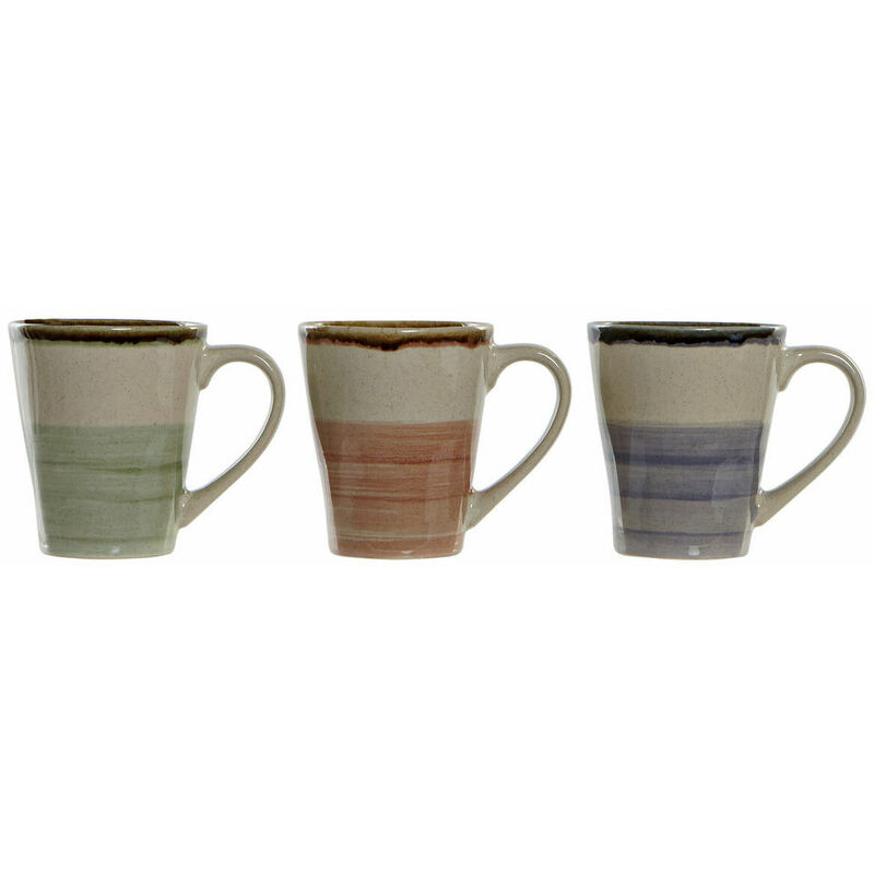 

Taza Mug Azul Verde Rosa Gres (360 ml) (3 pcs) - Dkd Home Decor