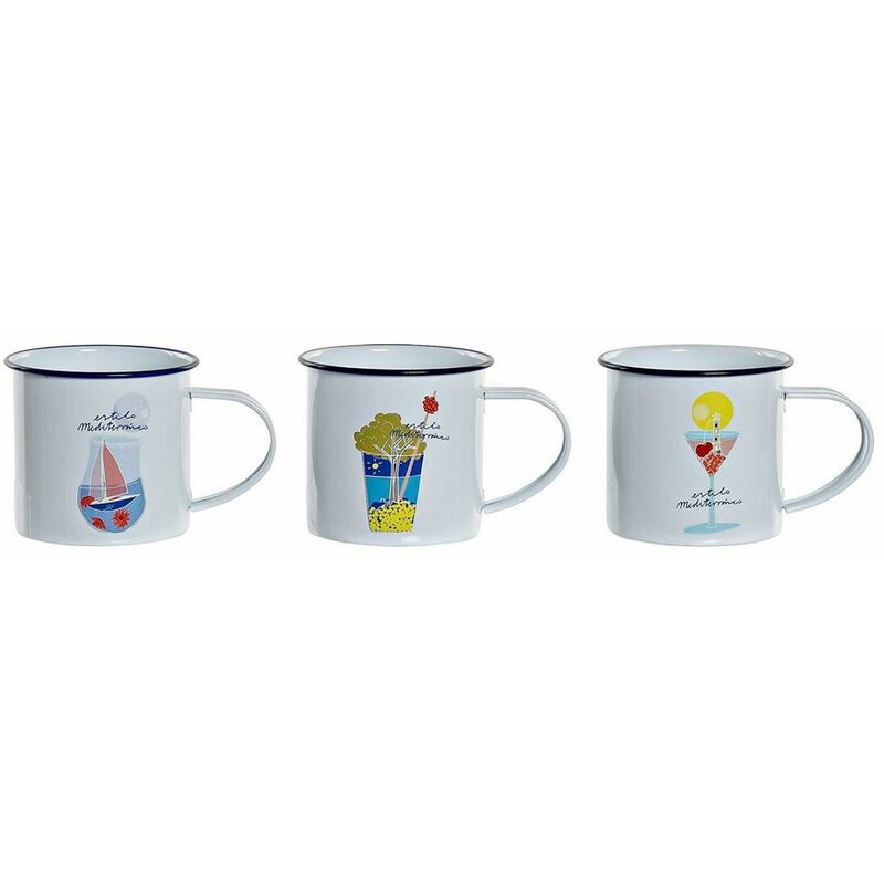

Taza Mug Dkd Home Decor Blanco Metal (360 Ml) (3 Pcs)