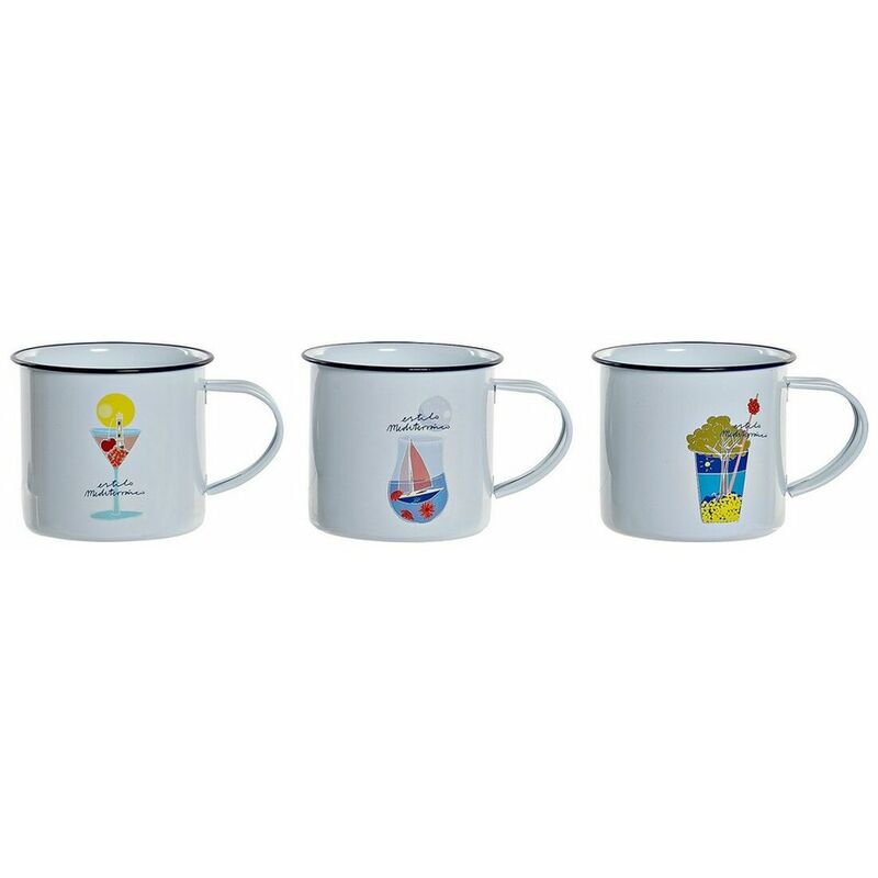 

DKD Home Decor Taza Mug DKD Home Decor Blanco Metal (500 ml) (3 pcs)
